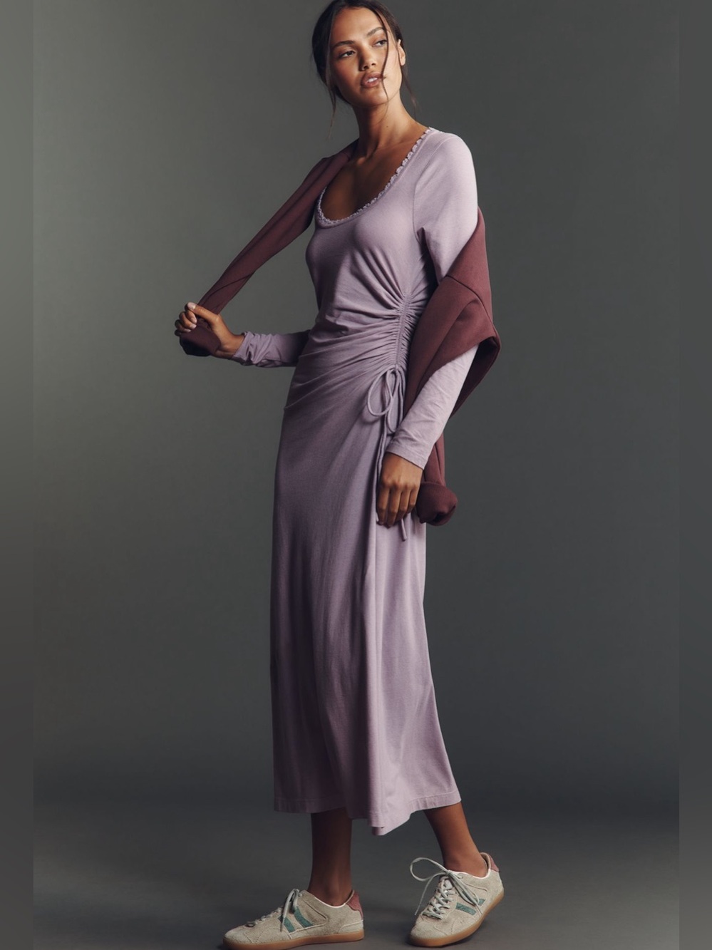 NWT Daily Practice Long Sleeve Side Slit Column Midi Dress